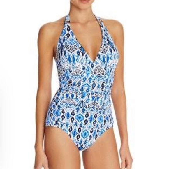 TOMMY BAHAMA Size 10 Floral Print 1-Pc
Halter Neck Swimsuit Ruching $168 NEW - Picture 16 of 16